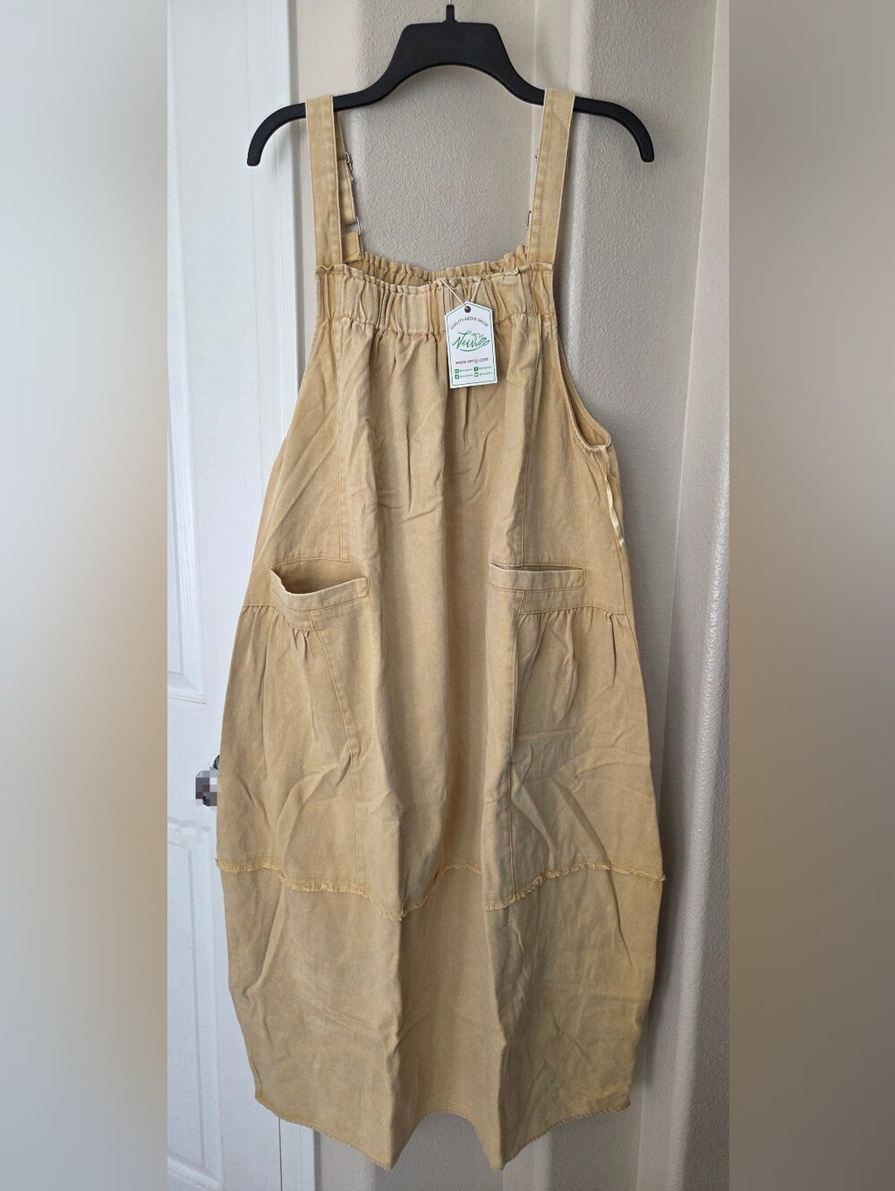 NWT Overall Causal Cotton Midi Dress Mustard M or L